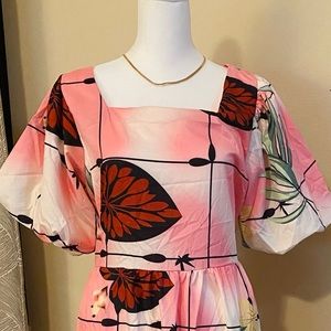 Pink and white water lily dress -New